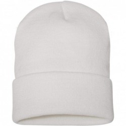 Baseball Caps Premium Flexfit Long Cuff Knit Beanie - White - CY127UHB957 $16.69