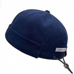 Skullies & Beanies Unisex Beanie Cotton Docker Brimless Hat Rolled Cuff Harbour Hat with Drawstring - H-blue - C419440N3H6 $2...
