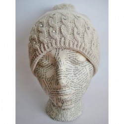 Skullies & Beanies Winter Hat for Women Beautiful Ski Beanie Rhinestones Knitted Hat M-115 - Beige - CQ11B2NOP0H $40.73