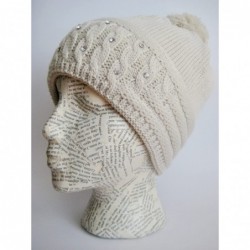 Skullies & Beanies Winter Hat for Women Beautiful Ski Beanie Rhinestones Knitted Hat M-115 - Beige - CQ11B2NOP0H $40.73