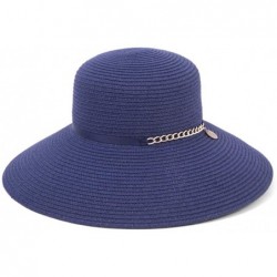 Sun Hats Women's Aria Large Brim Sunhat Packable- Adjustable & UPF Rated - Navy - CA18690HNSO $83.31