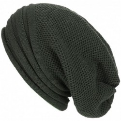 Skullies & Beanies Winter Knitted Crochet Slouchy - Army Green - CE188YISTU3 $12.53