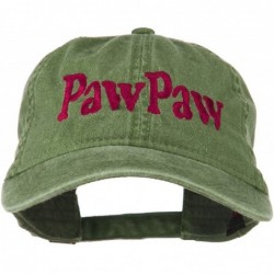 Baseball Caps Wording of Pawpaw Embroidered Washed Cap - Olive Green - C911KNJE8FD $45.71