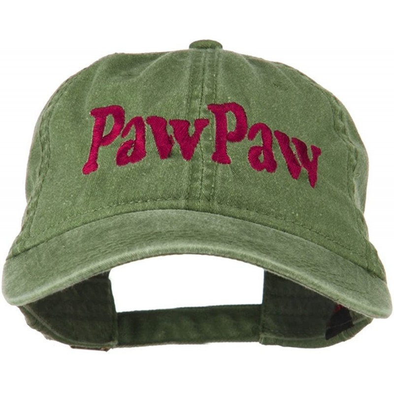 Baseball Caps Wording of Pawpaw Embroidered Washed Cap - Olive Green - C911KNJE8FD $31.43