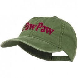 Baseball Caps Wording of Pawpaw Embroidered Washed Cap - Olive Green - C911KNJE8FD $31.43