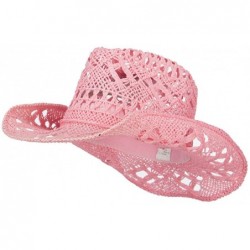 Cowboy Hats Solid Color Straw Cowboy Hat - Pink - CO12D7HKW7F $76.87