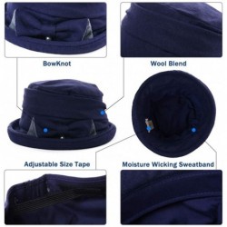 Bucket Hats Womens Wool Blend Winter Bucket 1920s Vintage Derby Hat Fedora Round Fall Bowler 55-59cm - 89369-navy - CY18IIG5M...