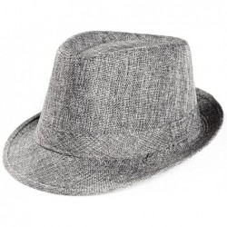 Fedoras Unisex Trilby Gangster Cap Beach Sun Straw Hat Band Sunhat - Gray - C218LAMN3M5 $22.64