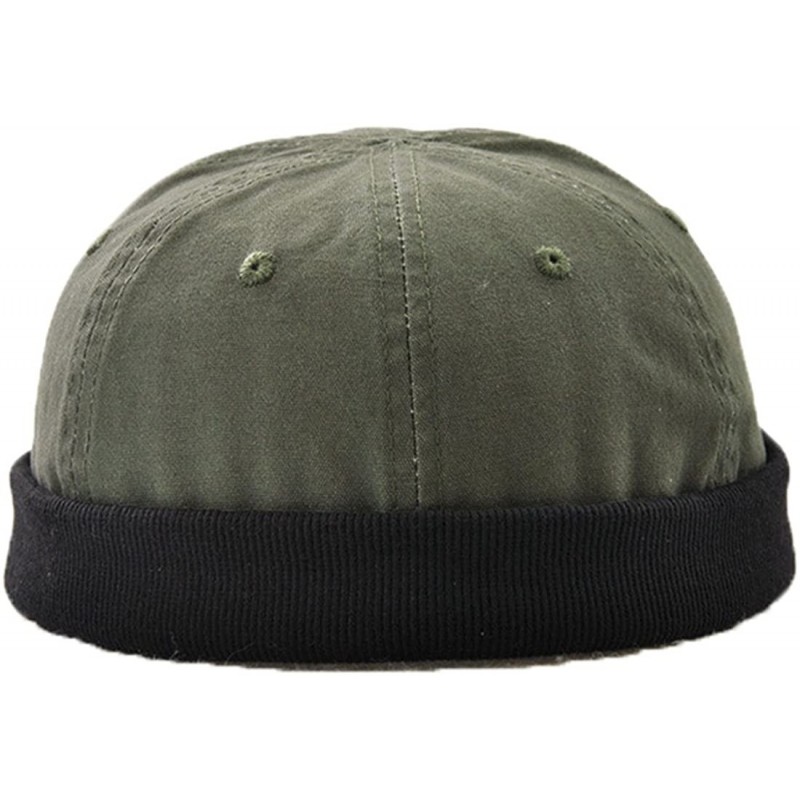 Skullies & Beanies Retro Rolled Cuff Skull Caps Brimless Beanie Hats for Men/Women - B-army Green - CI12IC5F8VR $21.75