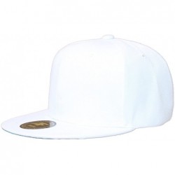Baseball Caps New Solid Flatbill Snapback hat - White - CB11B5O2ZKZ $21.85
