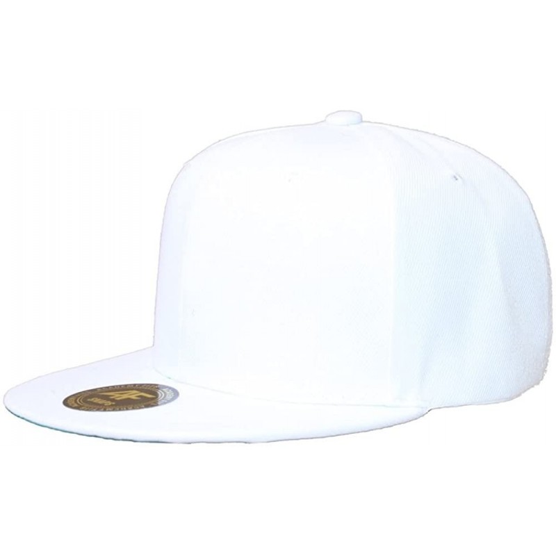 Baseball Caps New Solid Flatbill Snapback hat - White - CB11B5O2ZKZ $14.22
