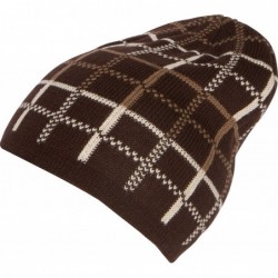 Skullies & Beanies Basile Soft and Warm Everyday Commuter Knit Hat Beanie Unisex - 1762-brown/Plaid - C4186UGXT6Y $21.36