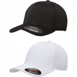 Baseball Caps Ultrafibre Airmesh Fitted Cap - 2pack 1-black & 1-white - CV12EKOHR6N $43.14