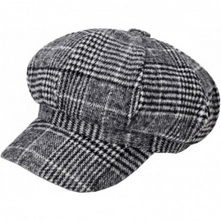 Newsboy Caps Women Cabbie Newsboy Hat Vintage Plaid Beret - Light Grey - C818L8MNK3X $18.13