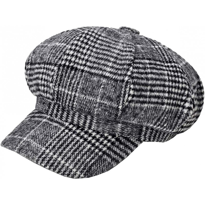 Newsboy Caps Women Cabbie Newsboy Hat Vintage Plaid Beret - Light Grey - C818L8MNK3X $11.78