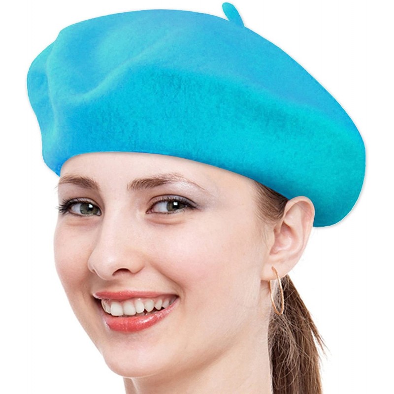 Berets Nollia Women's Solid Color Beret Hat - Turquoise - C512J2VA89B $14.15