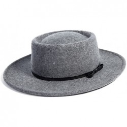 Fedoras Womens 100% Wool Felt Fedora Hat Wide Brim Floppy/Porkpie/Trilby Style - 088350grey - CC192EGZW23 $57.08