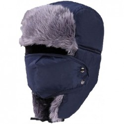 Bomber Hats Unisex Winter Outdoor Trapper Trooper Aviator Ski Hat Earflap with Mask - Navy Blue - CD1276N8SEF $30.93
