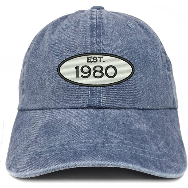 Baseball Caps Established 1980 Embroidered 40th Birthday Gift Pigment Dyed Washed Cotton Cap - Navy - CO180MWHWGK $24.88