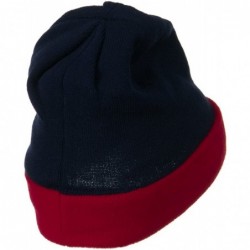 Skullies & Beanies Fleece Brim Winter Knitted Beanie - Navy Red W28S29D - CD1108H6MR7 $22.44