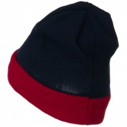 Skullies & Beanies Fleece Brim Winter Knitted Beanie - Navy Red W28S29D - CD1108H6MR7 $22.44