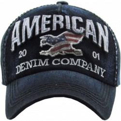 Baseball Caps Eagle and Free Spirit Distressed Baseball Cap Dad Hat Adjustable Unisex Fashion - (1.2) Black Eagle Denim - CM1...