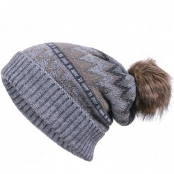 Skullies & Beanies Women Oversized Slouchy Beanie Knit Hat Colorful Long Baggy Skull Cap for Winter - Pom-grey - CU18A5W0K76 ...