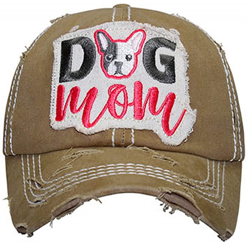 Baseball Caps Women's Dog MOM Vintage Cotton Mesh Baseball Hat - Khaki - CP18L00G7CY $33.59