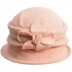 Bucket Hats Womens Ladies 100% Wool Winter Warm Flower Cloche Bucket Hat A222 - Pink - C1186GR3M9K $26.88
