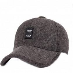 Skullies & Beanies Mens Winter Warm Wool Baseball Caps Hat with Fold Earflap - Brown - CV188ILDN8Z $27.47
