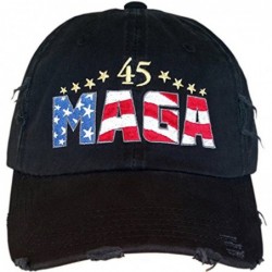 Baseball Caps MAGA Hat - Trump Cap - Rippeddistressed Black/Redwhitebluemaga-gold45 - CA189WG94C2 $37.64