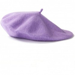 Skullies & Beanies Spring Beret Hat Flat Cap Women Wool Berets Hat Caps Casquette Female Warm Winter Cap - Purple - CZ18A2XY9...