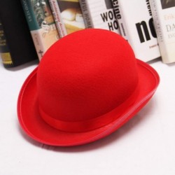 Fedoras Felt Derby Bowler Hat Unisex Adults Light Bowler Hat Costume Dress Ups Accessory for Party Halloween - Red - CU194HSC...