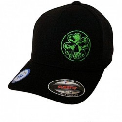 Baseball Caps New Black Flexfit Never Fade Fitted Hat - Green Stitch Shamrock - C8195EIYATS $45.28
