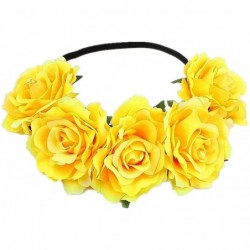 Headbands Love Fairy Bohemia Stretch Rose Flower Headband Floral Crown for Garland Party - Yellow - C718HXA6YA8 $19.76