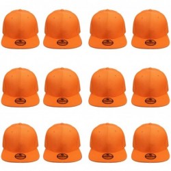 Baseball Caps Plain Blank Flat Brim Adjustable Snapback Baseball Caps Wholesale LOT 12 Pack - Orange - CA189SWSLC8 $55.56