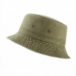 Bucket Hats Bucket Hats Beach Sun Hat Outdoor Washed Cotton Hat 100% Cotton for Women - Army Green - CX198O3TN5M $21.87