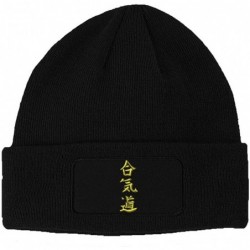 Skullies & Beanies Custom Patch Beanie Aikido Embroidery Acrylic Skull Cap Hats for Men & Women - Black - CJ18A6I3459 $35.13
