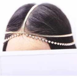 Headbands Goldtone Head Chain with Rhinestones Head Chain Headband (IHC1018-GLD UR) - CU11E3MGWW3 $18.15