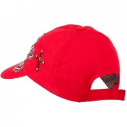 Baseball Caps Sequin and Glitter Cross Baseball Cap - Red - CL11VSYDYGL $36.00