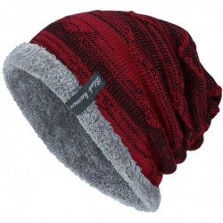 Baseball Caps Unisex Winter Warm Thick Knit Beanie Cap Casual Hedging Head Hat - Wine Red - CX188HSGT5M $27.36