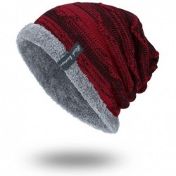 Baseball Caps Unisex Winter Warm Thick Knit Beanie Cap Casual Hedging Head Hat - Wine Red - CX188HSGT5M $16.98