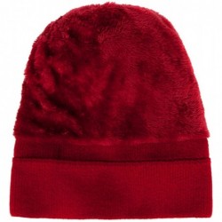Skullies & Beanies Women Winter Crocheted Knit Slouchy Beanie Hat Skull Cap w- Fleece Lining - Scarlet - CY187Q0OTNL $18.73