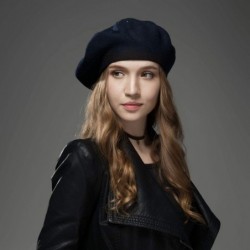 Berets Classic Winter Cashmere French Knitting - Navy Blue - CH18YOULWU7 $16.95
