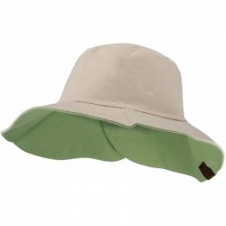 Bucket Hats Women's 100% Cotton Crushable Bucket Ponytail Messy Bun Sun Hat Reversible - Beige/Kiwi - C418QI3GYHX $31.76