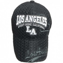 Baseball Caps 3D Embroidered Mesh Los Angeles LA Print Baseball Cap Hat - Black - CR12C231LKH $29.23