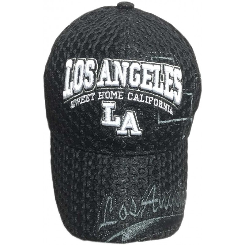 Baseball Caps 3D Embroidered Mesh Los Angeles LA Print Baseball Cap Hat - Black - CR12C231LKH $18.31