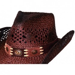 Cowboy Hats Pure Country" Toyo Straw w/ Leather Hatband and Conchos - Brown - CE116PAXO53 $57.03