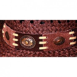 Cowboy Hats Pure Country" Toyo Straw w/ Leather Hatband and Conchos - Brown - CE116PAXO53 $57.03
