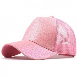 Baseball Caps Baseball Cap for Women- Sequins Outdoor Trucker Hat Ponytail Holder Visor Snapback - Pink B - C118SY2G0SX $18.59